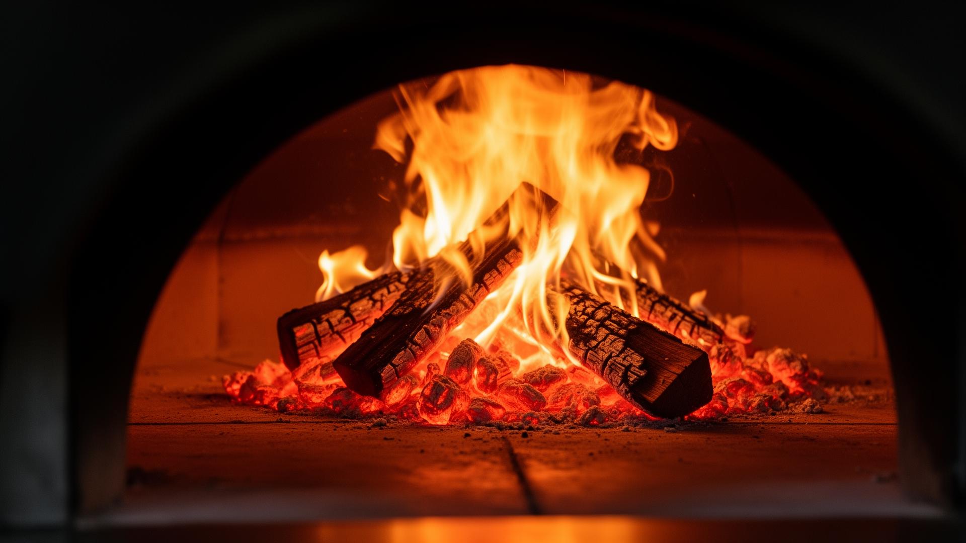 Forno a legna acceso